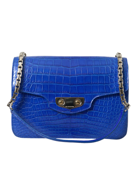 Balenciaga – Neo Classic – Kleine Umhängetasche aus exotischem Leder in Blau
