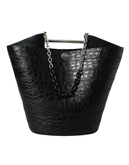 Balenciaga – Maxi-Eimertasche aus exotischem Leder in Schwarz
