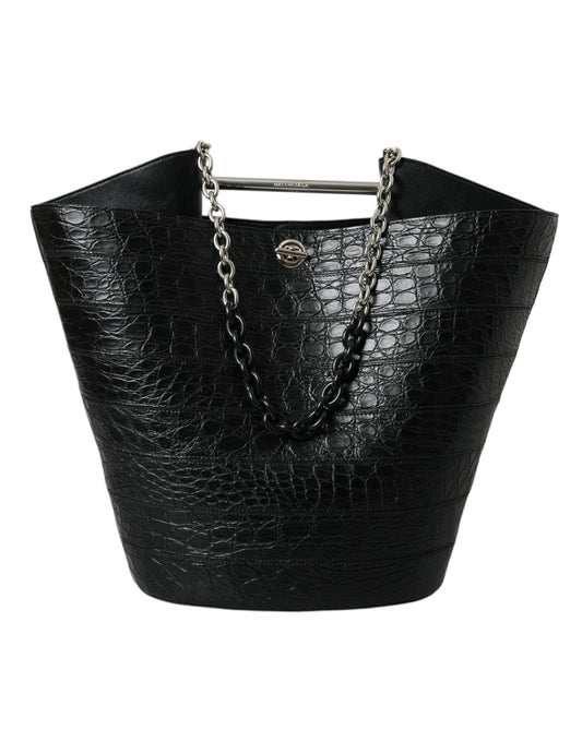 Balenciaga – Maxi-Eimertasche aus exotischem Leder in Schwarz