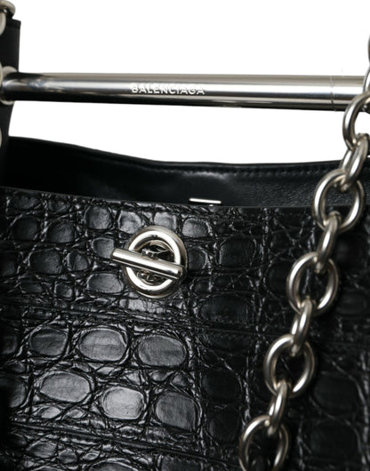 Balenciaga – Maxi-Eimertasche aus exotischem Leder in Schwarz