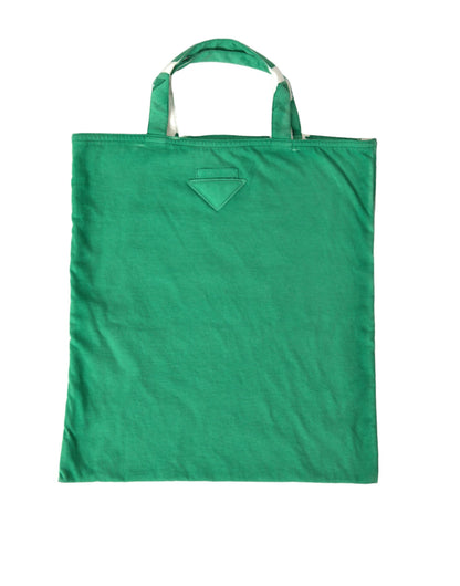 Prada Green Jersey Fabric Logo Schulter Einkaufstasche Einkaufstasche