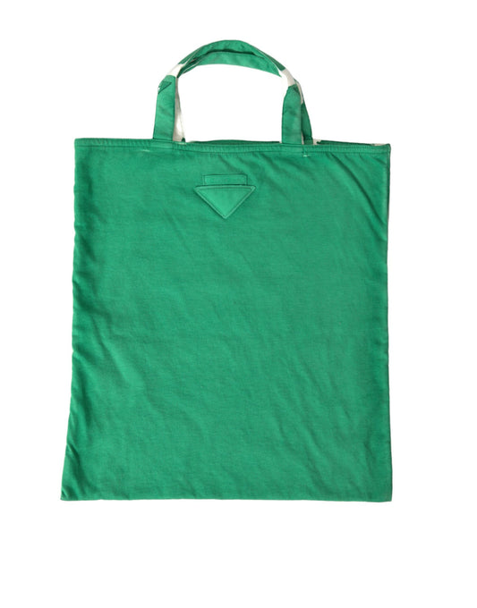 Prada Green Jersey Fabric Logo Schulter Einkaufstasche Einkaufstasche