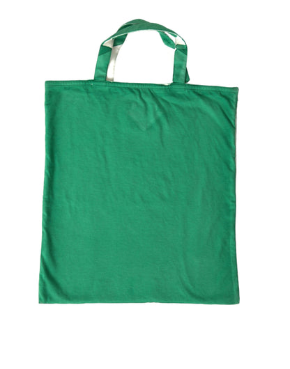 Prada Green Jersey Fabric Logo Schulter Einkaufstasche Einkaufstasche
