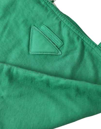 Prada Green Jersey Fabric Logo Schulter Einkaufstasche Einkaufstasche