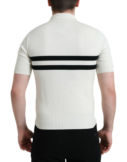 Dolce &amp; Gabbana – Weißes Henley-Shirt mit Kragen und DG-Logo