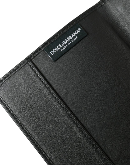 Dolce &amp; Gabbana – Langer, zweifach faltbarer Reisepasshalter aus schwarzem Exotenleder