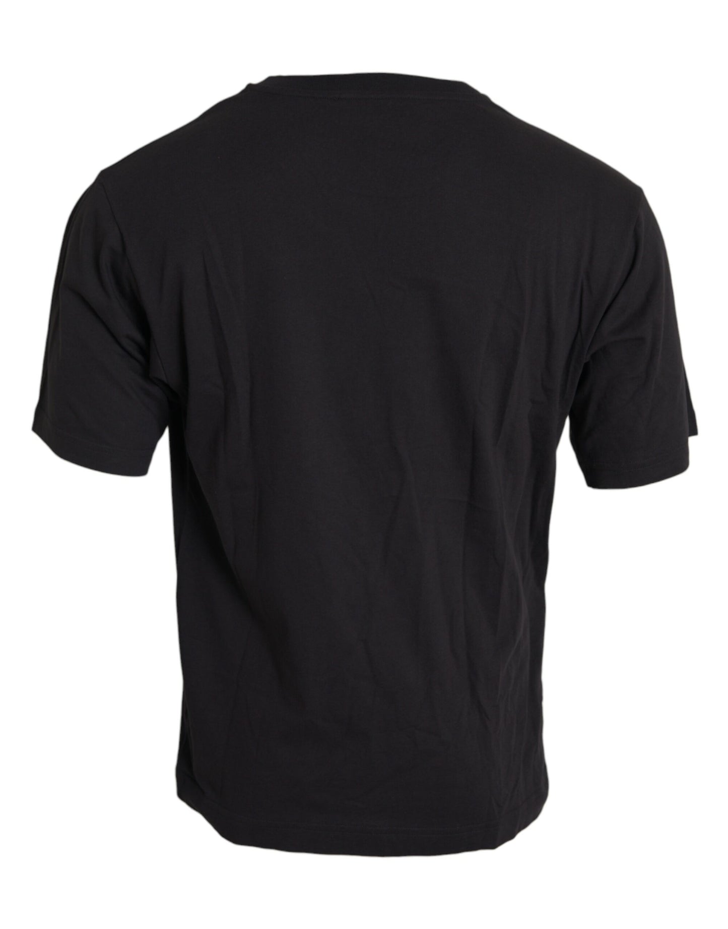 Dolce &amp; Gabbana Black Printed Pocket Cotton Crewneck T-shirt