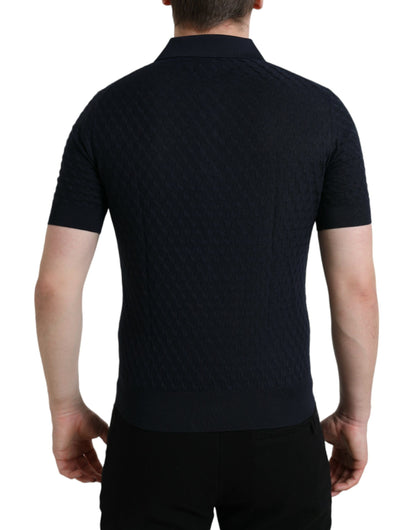 Dolce &amp; Gabbana – Dunkelblaues Poloshirt mit Kragen und kurzen Ärmeln