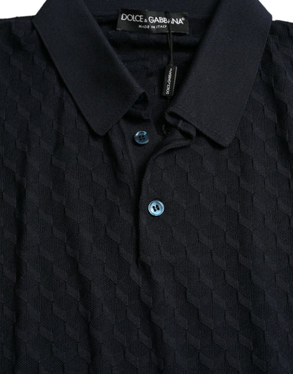 Dolce &amp; Gabbana – Dunkelblaues Poloshirt mit Kragen und kurzen Ärmeln