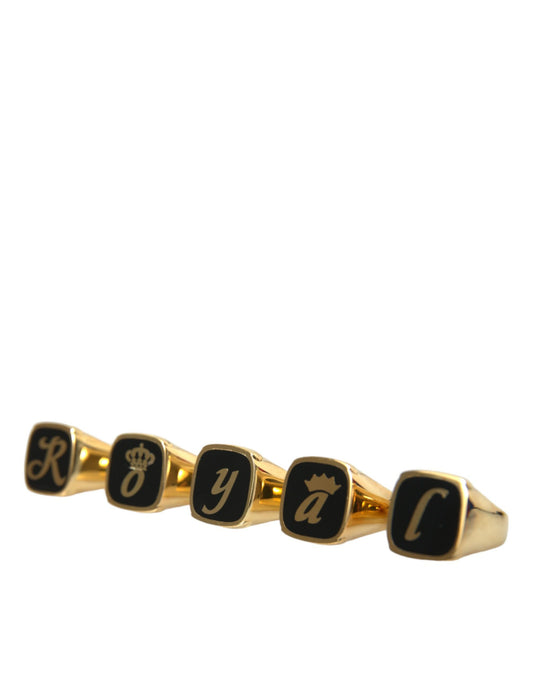 Dolce &amp; Gabbana Goldmessing ROYAL Emaille Set mit 5 Ringen
