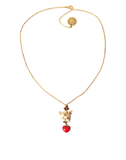 Dolce &amp; Gabbana Halskette mit Hundeherzanhänger aus goldenem Messing