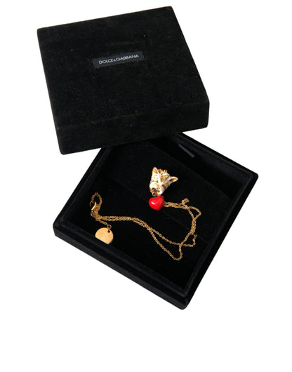 Dolce &amp; Gabbana Halskette mit Hundeherzanhänger aus goldenem Messing