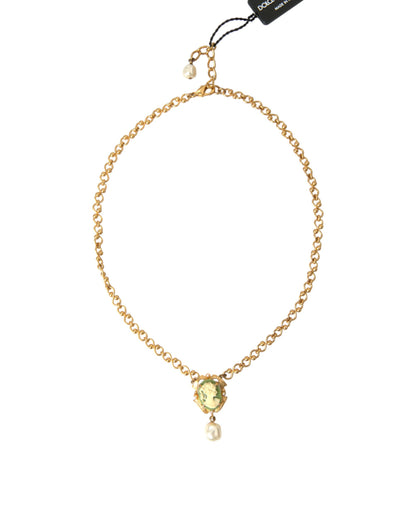 Dolce &amp; Gabbana Halskette mit Perlenanhänger aus goldenem Messing