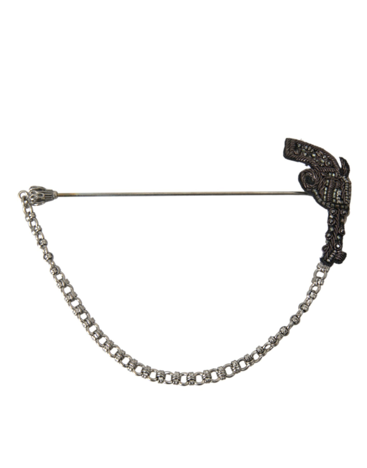 Dolce &amp; Gabbana Messing Kupfer Seide Revolver Pistole Männer Brosche Anstecknadel