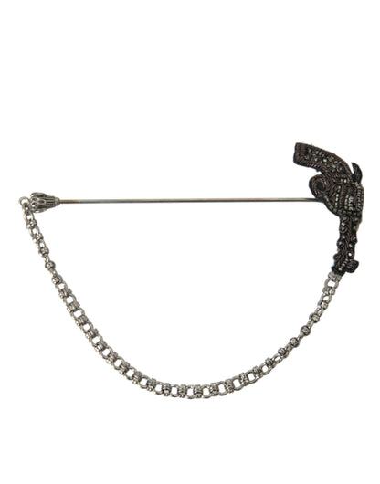 Dolce &amp; Gabbana Messing Kupfer Seide Revolver Pistole Männer Brosche Anstecknadel