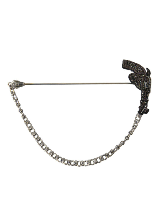 Dolce &amp; Gabbana Messing Kupfer Seide Revolver Pistole Männer Brosche Anstecknadel