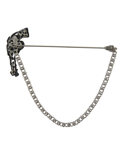 Dolce &amp; Gabbana Messing Kupfer Seide Revolver Pistole Männer Brosche Anstecknadel