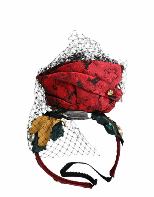 Dolce &amp; Gabbana Multicolor Rose Silk Crystal Netted Logo Stirnband Diadem