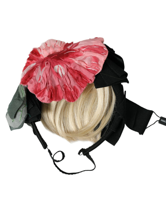 Dolce &amp; Gabbana Schwarze Viskose Weißes Haar Parrucchiera Stirnband Diadem