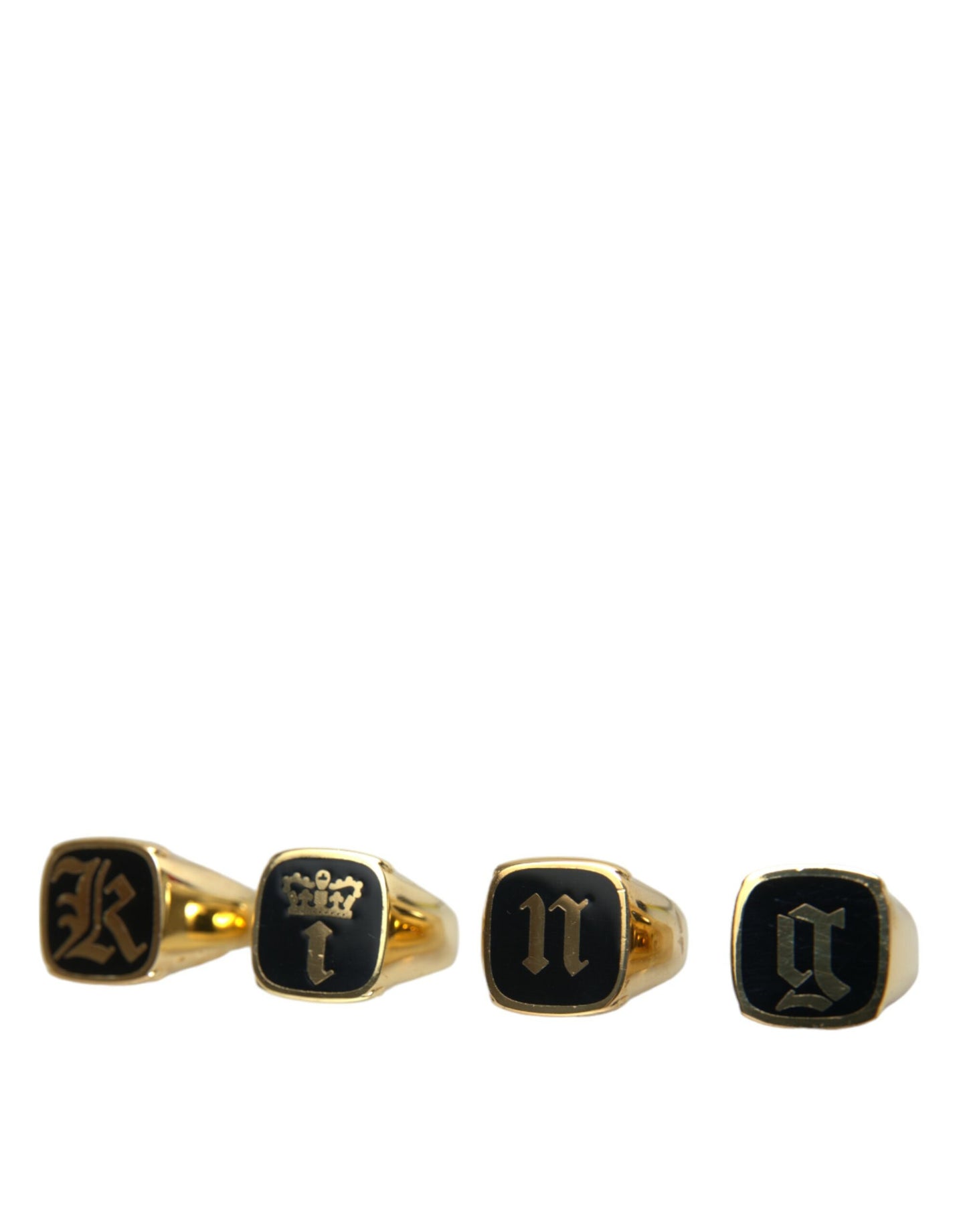 Dolce &amp; Gabbana – KING-Emaille-Set aus 4 Ringen aus goldenem Messing