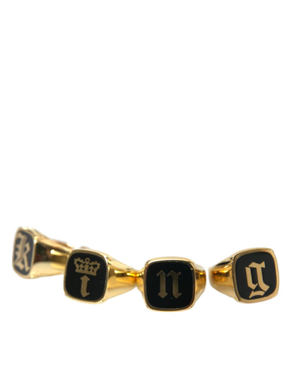 Dolce &amp; Gabbana – KING-Emaille-Set aus 4 Ringen aus goldenem Messing