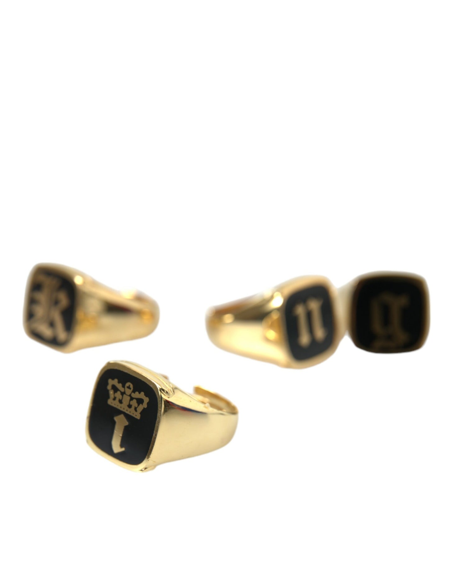 Dolce &amp; Gabbana – KING-Emaille-Set aus 4 Ringen aus goldenem Messing