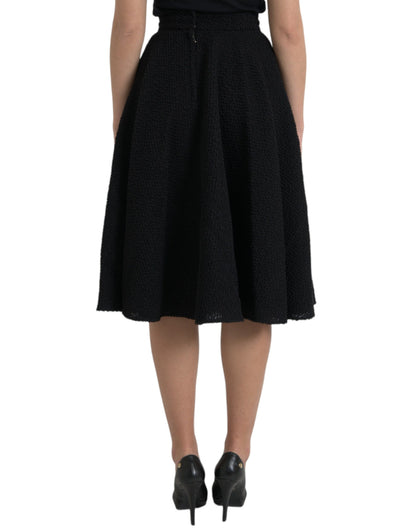 Dolce &amp; Gabbana – Schwarzer, knielanger A-Linien-Rock mit hoher Taille