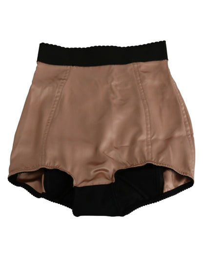 Dolce &amp; Gabbana Beige Silk High Waist Mini Hot Pants Shorts