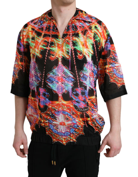 Mehrfarbiges Baumwoll-T-Shirt mit Luminarie-Print von Dolce &amp; Gabbana