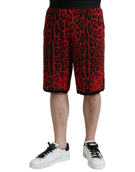 Dolce &amp; Gabbana – Bermudashorts aus Viskose mit rotem Leopardenmuster