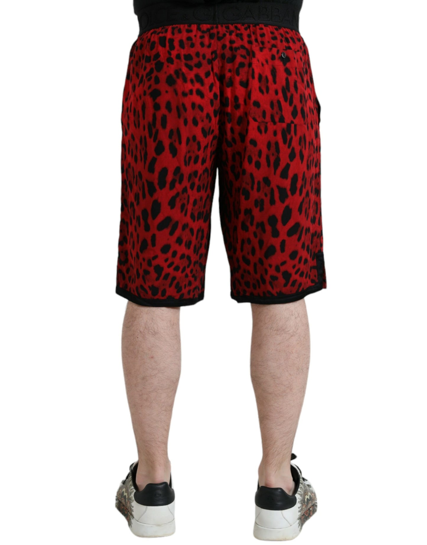 Dolce &amp; Gabbana – Bermudashorts aus Viskose mit rotem Leopardenmuster