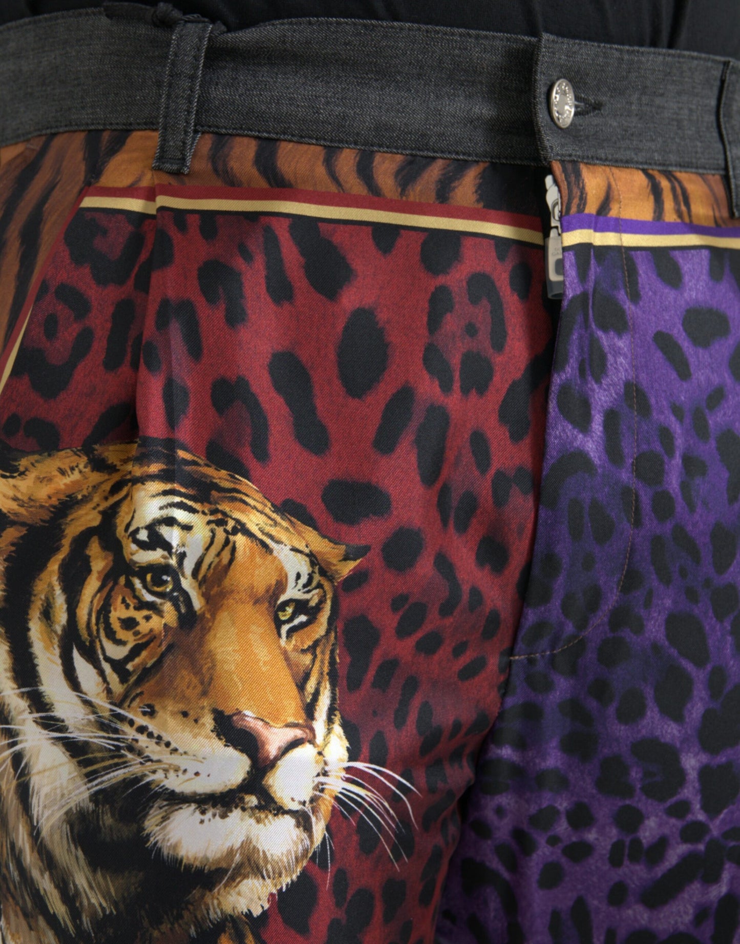Dolce &amp; Gabbana Multicolor Tiger Leopard Cotton Loose Tapered Pants