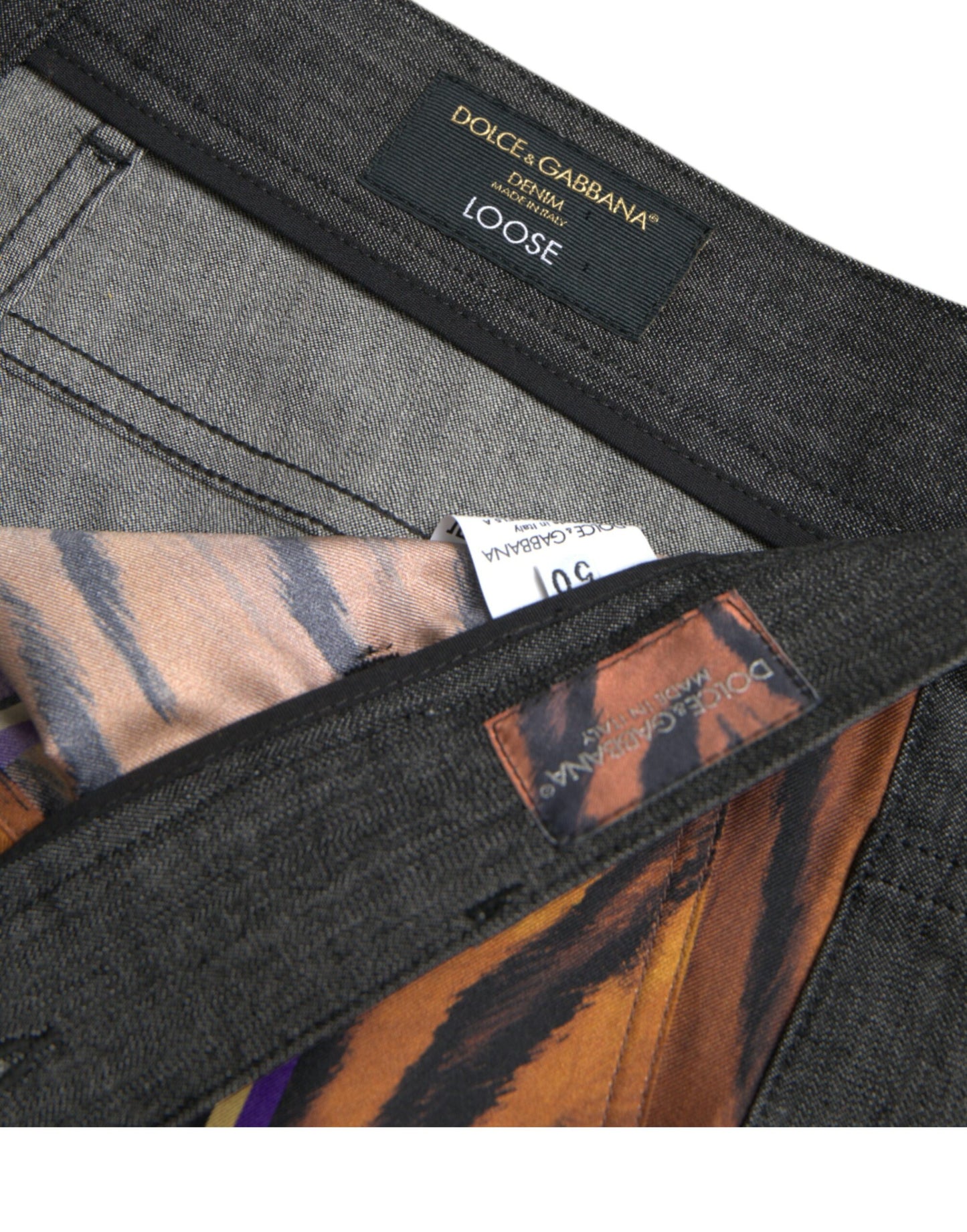 Dolce &amp; Gabbana Multicolor Tiger Leopard Cotton Loose Tapered Pants