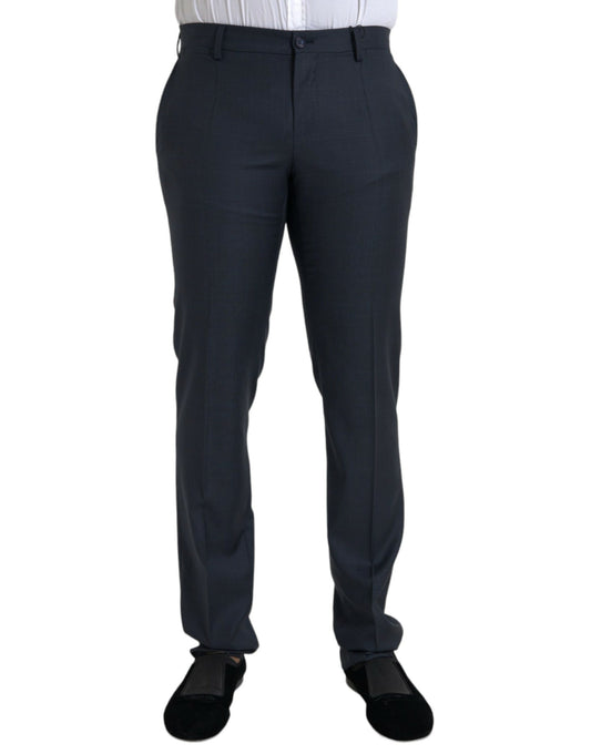 Dolce &amp; Gabbana Blue Wool Men Skinny Dress Pants