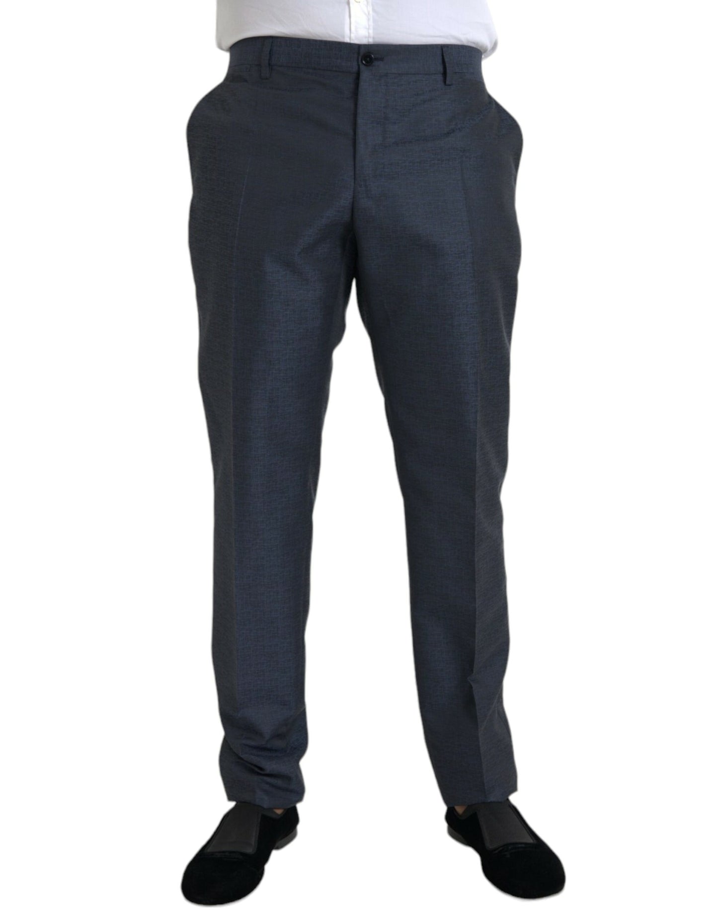 Dolce &amp; Gabbana Blue Wool Men Skinny Dress Pants