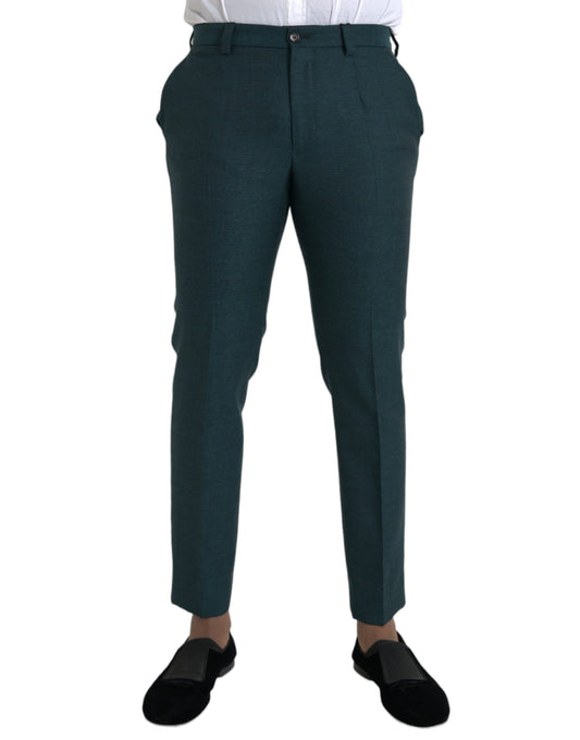 Dolce &amp; Gabbana Green Wool Skinny Slim Dress Pants