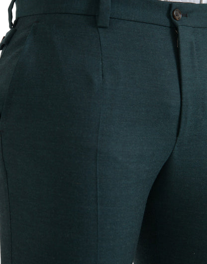 Dolce &amp; Gabbana Green Wool Skinny Slim Dress Pants