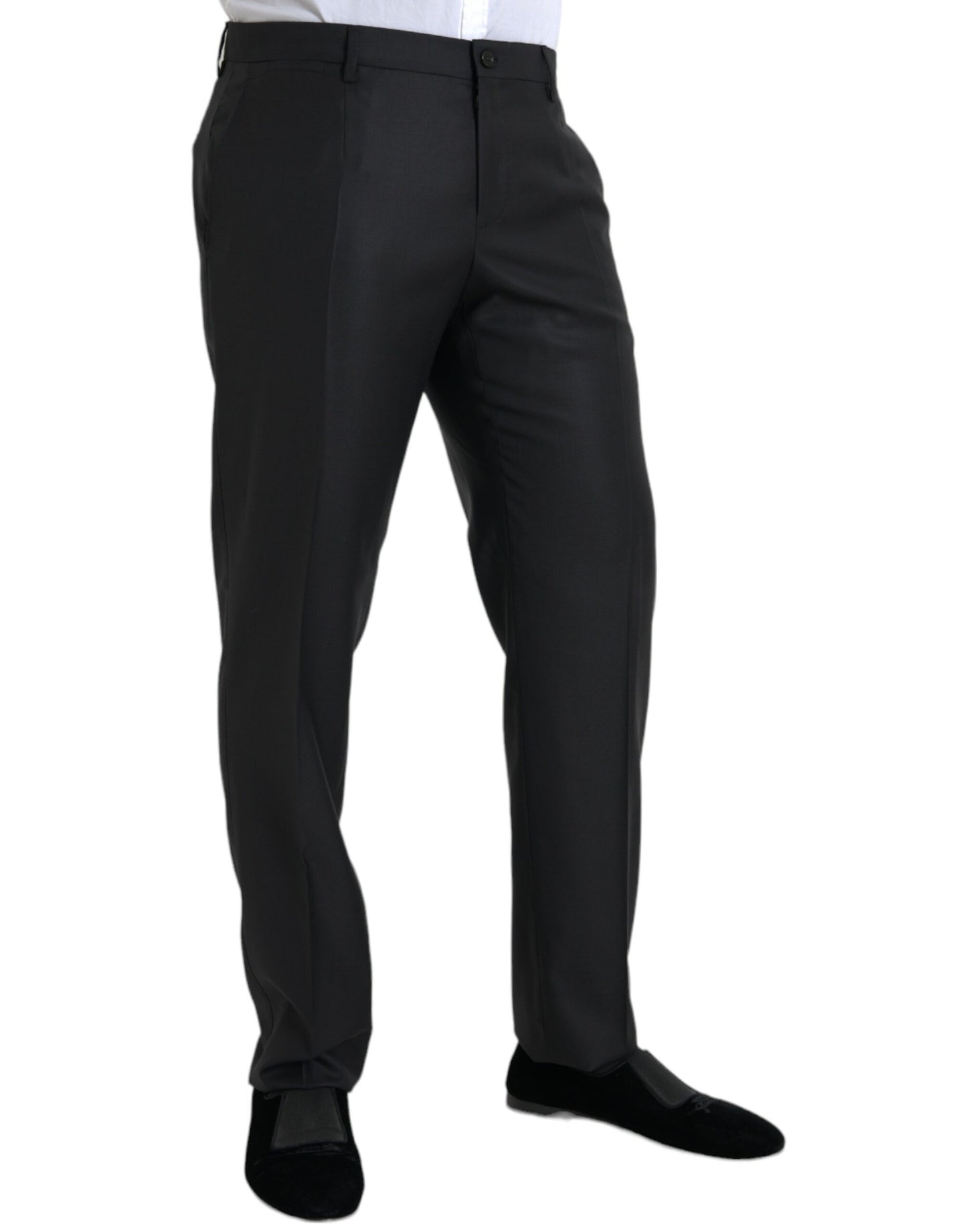 Dolce &amp; Gabbana Black Wool Silk Skinny Dress Pants