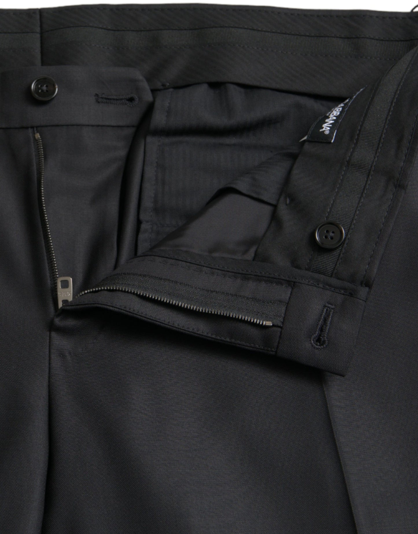 Dolce &amp; Gabbana Black Wool Silk Skinny Dress Pants