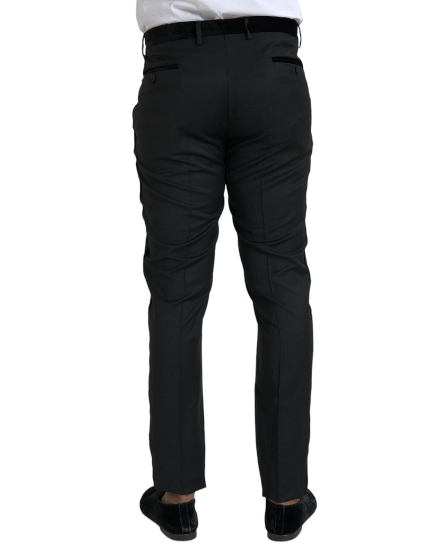 Dolce &amp; Gabbana Black Silk Men Skinny Dress Pants