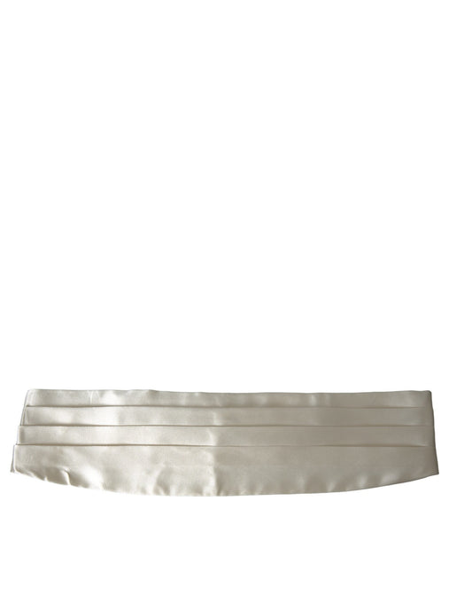 Dolce &amp; Gabbana Weißer Herren-Kummerbund mit breitem Seidengürtel