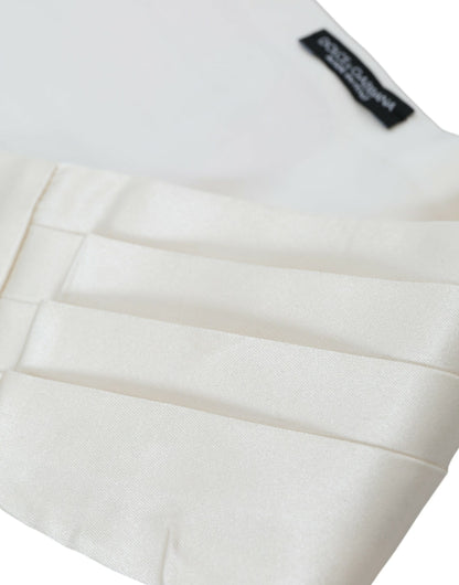 Dolce &amp; Gabbana Weißer Herren-Kummerbund mit breitem Seidengürtel