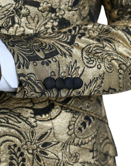 Dolce &amp; Gabbana Gold SICILIA Jacquard Einreihiger Mantelblazer