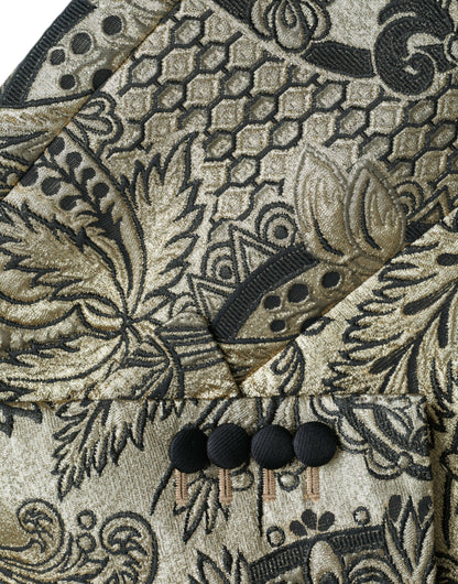 Dolce &amp; Gabbana Gold SICILIA Jacquard Einreihiger Mantelblazer