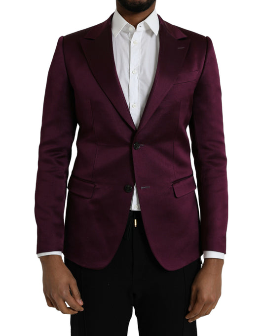 Dolce &amp; Gabbana – Einreihiger Blazer aus kastanienbrauner Seide