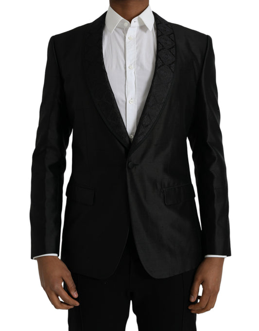 Dolce &amp; Gabbana Schwarzer MARTINI Einreihiger Mantelblazer