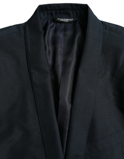 Dolce &amp; Gabbana Blauer GOLD-Einreihiger Mantelblazer mit Kerbe