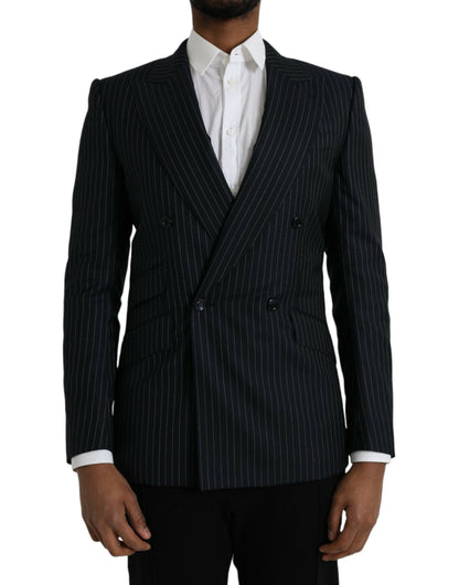 Dolce &amp; Gabbana – SICILIA – Zweireihiger Mantelblazer mit schwarzen Streifen
