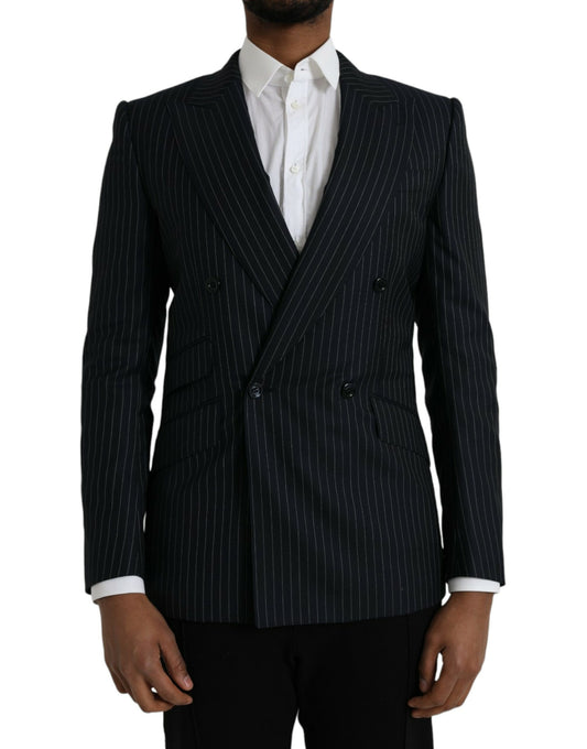 Dolce &amp; Gabbana – SICILIA – Zweireihiger Mantelblazer mit schwarzen Streifen