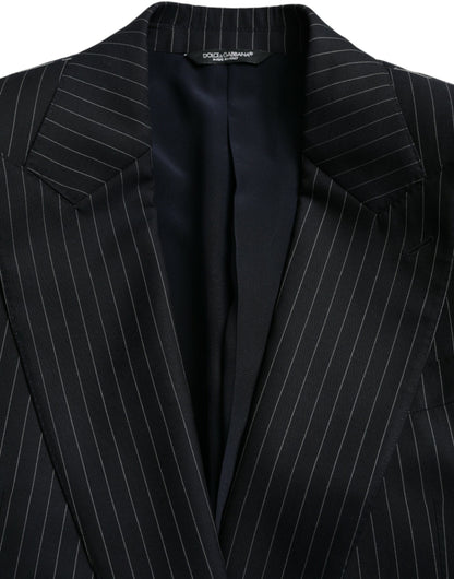 Dolce &amp; Gabbana – SICILIA – Zweireihiger Mantelblazer mit schwarzen Streifen